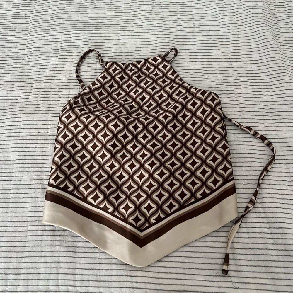 Garage Women's Brown and Beige Bandana Top - Picture 3 of 6
